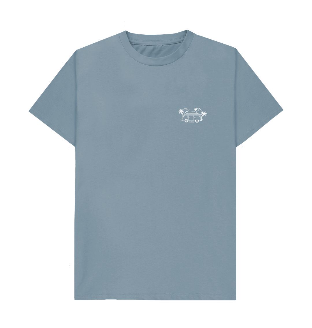 Stone Blue Front Facing Van fitted tees